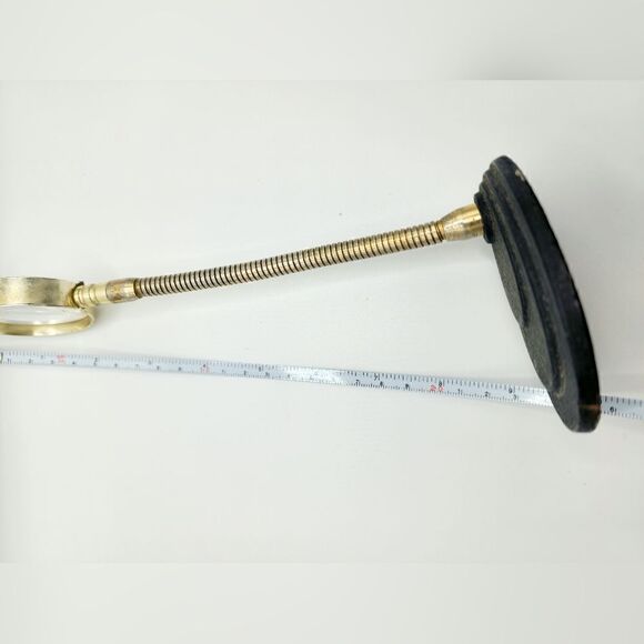 Antique cast iron silver Gooseneck magnifying glass - Picture 6 of 7